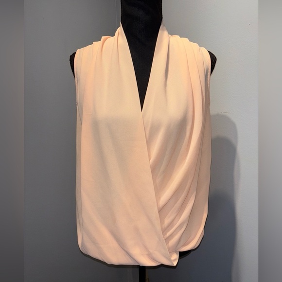 Enchanting Sleeveless Draped Wrapped Blouse Elastic Waist Open Back SzS peach - Picture 1 of 9